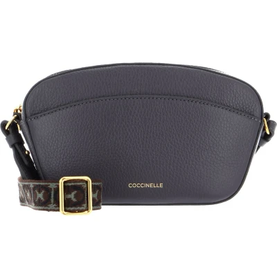 Afbeelding van COCCINELLE Leren Schoudertas Enchanteuse Mini Bag Grained Leather Ardesia Donkergrijs