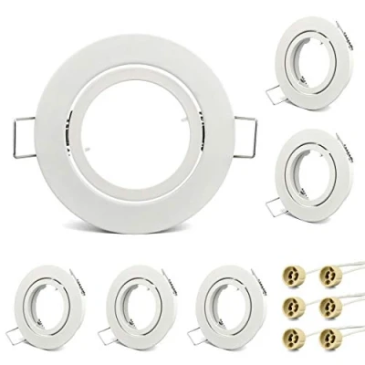 Afbeelding van KYOTECH inbouwframe GU10 set van 6 stuks,Zwenkbaar LED inbouwspots ultraplat,inclusief fitting,Inbouwframe voor halogeen en