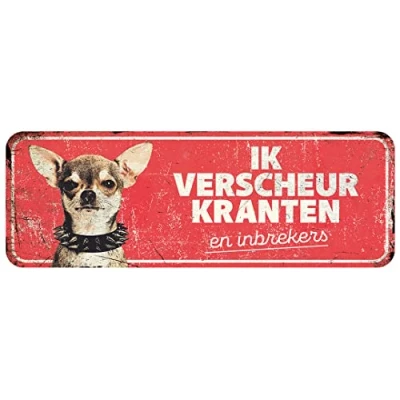 Afbeelding van D&amp;d Home Waakbord Hond Waarschuwingsbord Chihuahua Nl 40x13x0,3cm Rood 1st