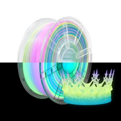 Afbeelding van iBOSS Brandt PLA+ filament 1,75 mm ± 0,02 mm, Glow In The Dark, 3D printfilament, 1 kg, meerkleurig lichtgevend filament, geschikt voor de meeste FDM printers, Luminous Phantom Rainbow