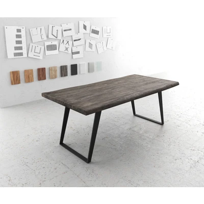 Afbeelding van Eettafel Edge acacia platina 200x100 XL metaal schuin Live