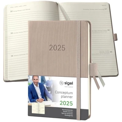 Afbeelding van Weekagenda Conceptum A6 2025 (NL/FR/EN/DU) taupe Hardcover