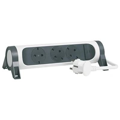 Afbeelding van Legrand, Stekkerdoos, Draaibare contactdoosstrip 3x stopcontact, 1,5m kabel wit zwart 694527 (3 x, CEE, CEE 7/3, 1.50 m)