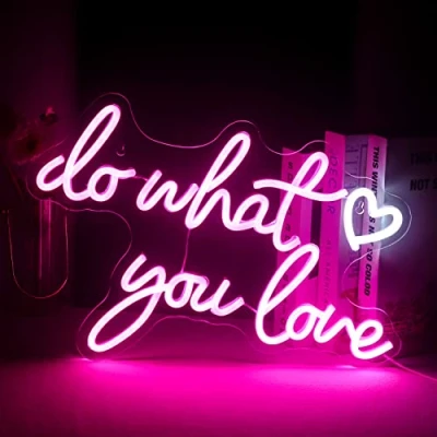 Afbeelding van SIGNSHIP Do What You Love Hart lichtreclame roze LED woorden neonlicht muur decoratief letter bord voor slaapkamer bar bruiloft verjaardagsfeest Valentijnsdag Kerstmis