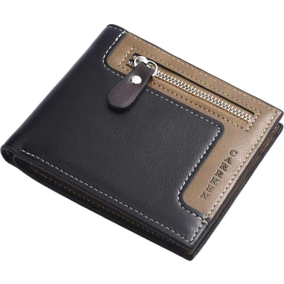 Afbeelding van BAZORO® Portemonnee Billfold Vintage Heren Kunstleer Zwart