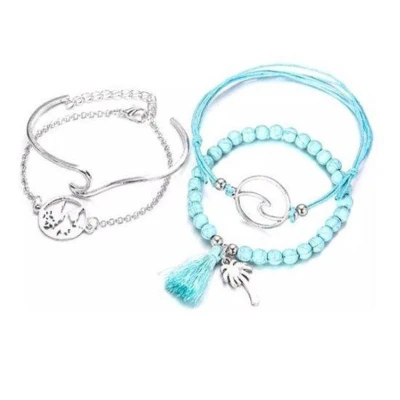 Afbeelding van Jomide Armbandenset 4 delig Blauw Kokos Strand