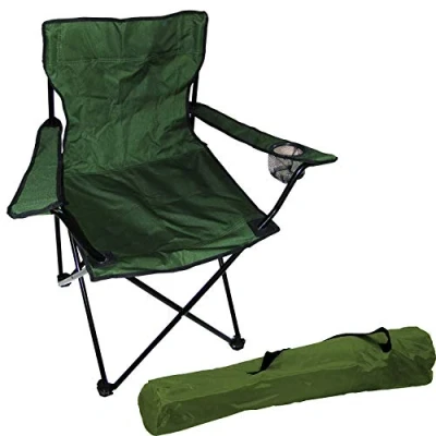 Afbeelding van FineHome Visstoel, campingstoel, vouwstoel, vissersstoel, regisseursstoel, inclusief bekerhouder en tas, groen