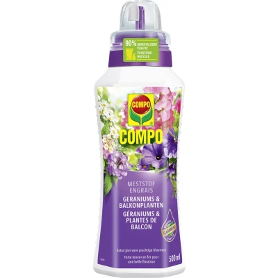 Afbeelding van COMPO Vloeibare Meststof Geraniums &amp; Balkonplanten voor een prachtige, rijke bloei fles 500 ml