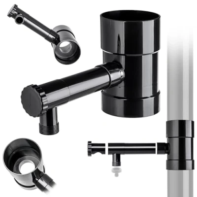 Afbeelding van KADAX Regenverzamelaar, 100 mm, regenwaterverzamelaar voor regenpijp, regendief met geïntegreerd ventiel, waterverzamelaar van hoogwaardig kunststof, waterdief, zwart