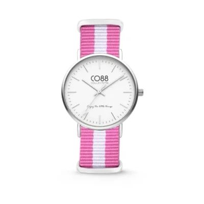 Afbeelding van CO88 Horloge staal/nylon wit/roze 36 mm 8CW 10025