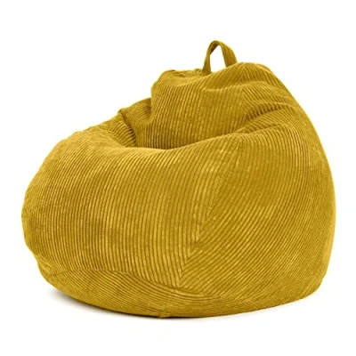 Afbeelding van Green Bean© Indoor zitzak 90x110cm EPS kralen vulling &amp; corduroy stof Knus Zacht Wasbaar vloerkussen Lounge kussen Zitkussen Krukje Ontspannen stoel Kinderen Volwassenen Geel