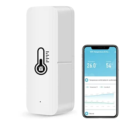 Afbeelding van Mini thermometer, hygrometer, indoor met meldingsalarm, compatibel Alexa en Google Home, verpakking van 1 stuks