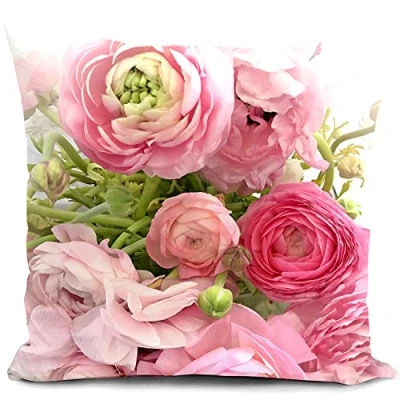 Afbeelding van Kussenhoes roze bloemen bruiloftsdecoraties liefhebbers roos geschenken voor vrouwen haar Valentijnsdag buitendecoratie thuis kussensloop tuin, woonkamer, bank, terrasmeubelbank, 45 x