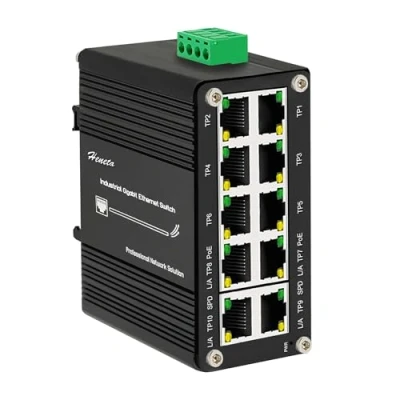 Afbeelding van Geharde Industriële Gigabit 10 Havens Ethernet PoE+ Schakelaar, 8 haven 10/100/1000T 802.3at PoE Tot 240 watt Budget 2 Compacte Schakelaar
