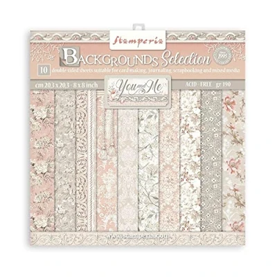 Afbeelding van Stamperia Internationale Mini Scrapbooking Jij en Me Achtergronden, Wit, OSFA