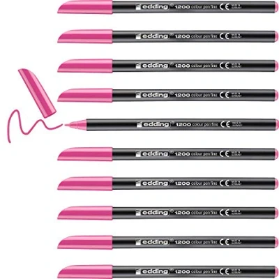 Afbeelding van edding 1200 viltstift fijn roze 10 stiften ronde punt 1 mm viltpunt voor tekenen en schrijven school of mandala
