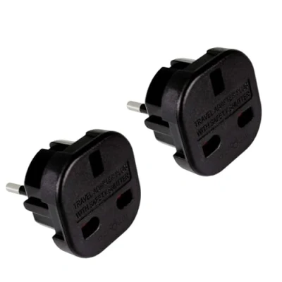 Afbeelding van OcioDual Reisadapter, stekker type G naar E en F, model YD 9625, 221 V/13 A, zwart, converter, 3 pins 2 pins, CE /RoHS certificering, stuks