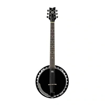 Afbeelding van Ortega OBJ350/6 SBK Raven Series Satin Black 6 snarige banjo met gigbag