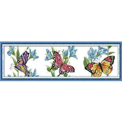 Afbeelding van Awesocrafts Kruissteekkits, Vlinders Flying Easy Patterns Cross Stitching Borduurpakket benodigdheden, Getelde opties voor volwassenen beginners (vlinders, geteld)