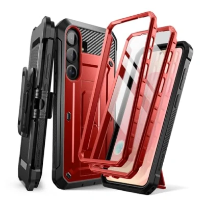 Afbeelding van SUPCASE voor Samsung Galaxy S25 Hoesje met Standaard (Unicorn Beetle Pro) [2 Voorframes] [Ingebouwde Schermbeschermer en Riemclip] Telefoonhoesje van Militaire Kwaliteit S25, Rood