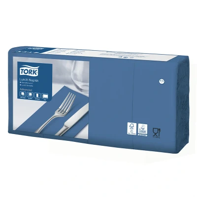 Afbeelding van Tork Lunchservet 33x33cm 2 laags 1/8 vouw Donkerblauw 477421