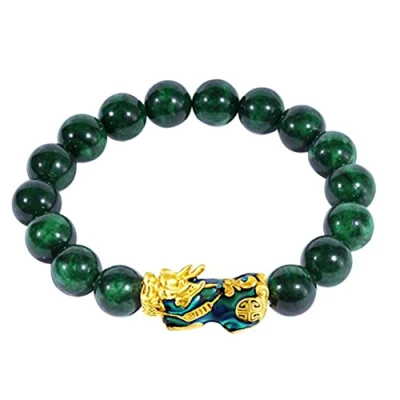 Afbeelding van Jade Feng Shui armbanden, Pixiu rijkdom geluk kralen armbanden handgepolijst temperatuurverandering elastische armband unisex