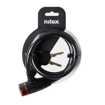 Afbeelding van Nilox Cable Lock Fietsslot met stalen kabel en afdekking van zachte kunststof, lengte 1,3 m, 2 sleutels inbegrepen