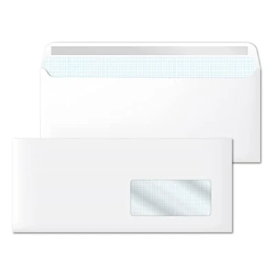 Afbeelding van Sobres de Papel, Sobre Blanco Americano con Ventana Derecha, Medida 225 x 115 mm, Papel Blancos para Cartas y Documentos, 90 g/m² Cierre Autoadhesivo · m office (100 uds)