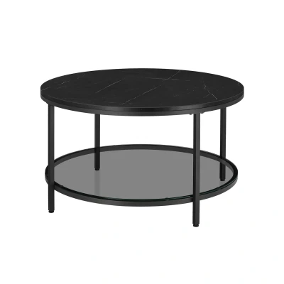 Afbeelding van Moderne salontafel woonkamertafel tafel met glazen blad stijlvol ontwerp 80 cm x 46