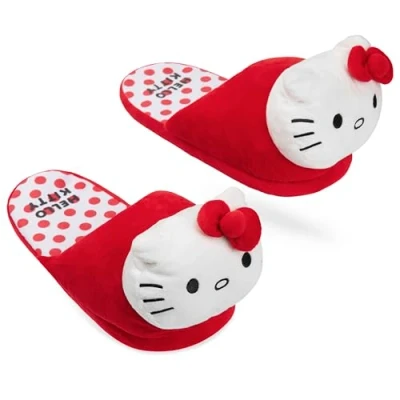 Afbeelding van Hello Kitty 3D pantoffels voor dames, gezellige binnenhuisschoenen, antislip loungewear cadeaus haar (rood, 1,5/2,5 UK), Rood, 1.5/2.5 UK