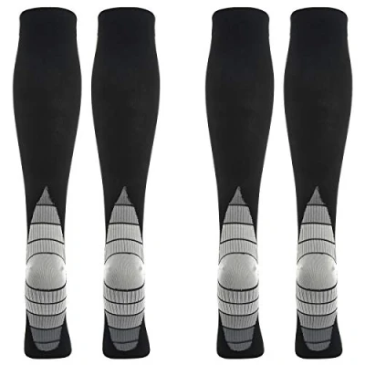 Afbeelding van 2 paar compressiekousen, kniekousen, steunkousen, loopsokken voor dames en heren, sport, hardlopen, vlucht, reizen, zwangerschap, medische compressiesokken, grijs, S/M