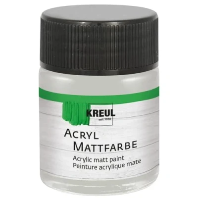 Afbeelding van KREUL 75537 Matte acrylverf, zilver in een potje van 50 ml, romig dekkende, sneldrogende verf op waterbasis, geschikt voor vele verschillende ondergronden