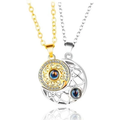 Afbeelding van Bixorp Friends BFF Ketting voor 2 met &quot;I Love You&quot; in 100 talen! Zilver &amp; Goudkleurig Rondje Stainless Steel Vriendschapsketting Meisjes Best Vriendschap Cadeau Twee