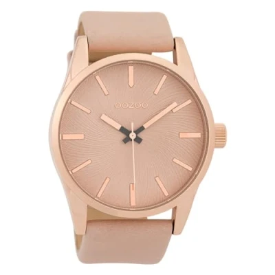 Afbeelding van OOZOO Timepieces Rosé goudkleurige horloge met oud roze leren band C9626