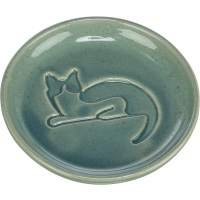 Afbeelding van Trixie voerbak kat katrelief keramiek blauw 14,5 cm 150 ml