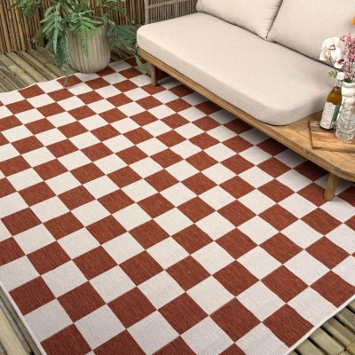 Afbeelding van Buitenkleed Level blokken checkerboard roest Interieur05 200 x 290 cm (L)