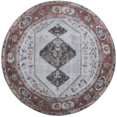 Afbeelding van Vloerkleed Karaca Antraciet/Brown 09 Rond ø160 cm Meerdere afmetingen beschikbaar
