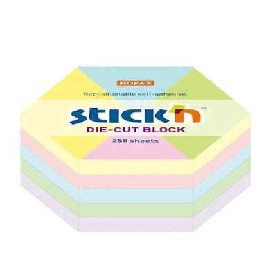 Afbeelding van Zelfklevende notitieblok in zeshoekige vorm, 250 vellen, van papier, verschillende pastelkleuren, 6,1 x 7,02 cm Mimbek
