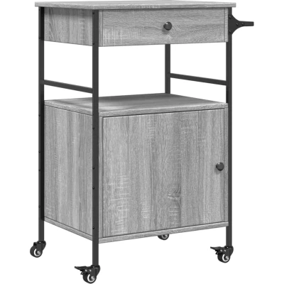 Afbeelding van vidaXL Keukentrolley 56x43x89,5 cm bewerkt hout grijs sonoma eiken