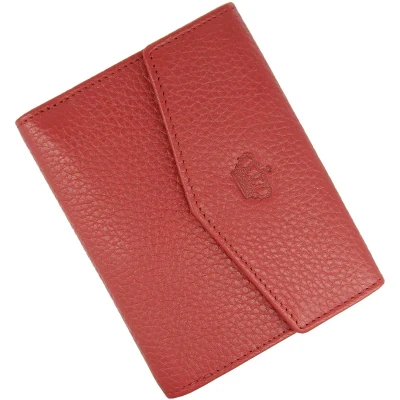 Afbeelding van Damesportemonnee RFID bescherming Rood Echt leer 13,5x10,5x2,5cm