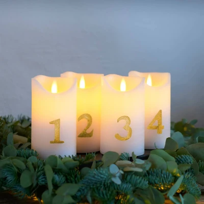 Afbeelding van Sirius LED kaars Sara Advent 4st hoogte 12,5cm wit/goud