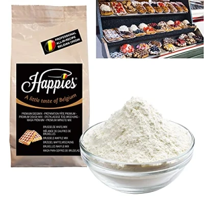 Afbeelding van Happies bakmix 1Kg voor heerlijke wafels, kant en klare Belgische Brusselse wafelmix, wafelbeslag
