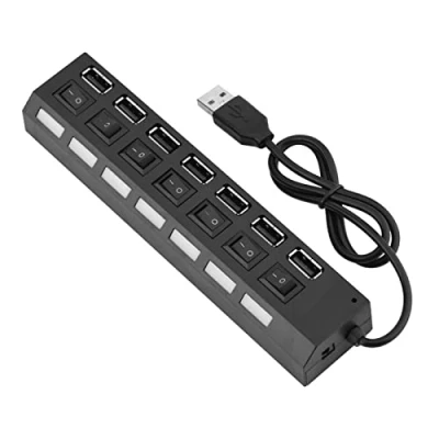 Afbeelding van 7 poorts USB hubsplitter, 480Mbps 2.0 Hub voor Muis/printer/scanner, Geen Conflict splitter Plug &amp; Play