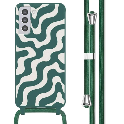 Afbeelding van Samsung Galaxy S21 Plus Hoesje Siliconen en TPU (zacht) imoshion Softcase/Koordhoesje/Backcover Petrol Green Groovy Telefoonhoesje