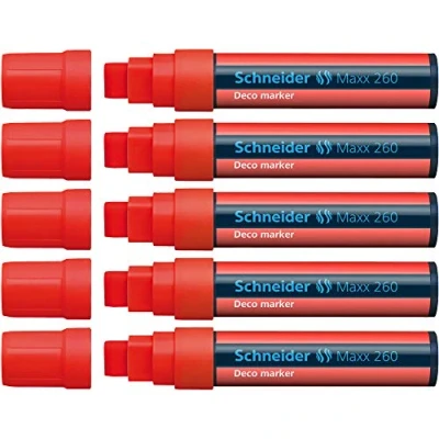 Afbeelding van krijtmarker Schneider Maxx 260 rood doos met 5 stuks
