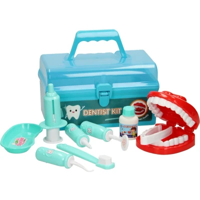 Afbeelding van Johntoy tandarts speelset in koffer 10 delig blauw