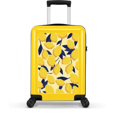 Afbeelding van BHPPY Handbagage Koffer Lichtgewicht Trolley 55cm Blauwe Limoenen print Geel