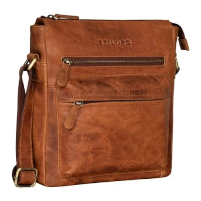 Afbeelding van STILORD &#039;Mae&#039; Kleine Crossbody Tas Dames Leer Vintage Handtas Casual Schoudertas Lederen Damestasje voor Shopping Avondtas Partytas Echt Leer, Kleur:kara cognac