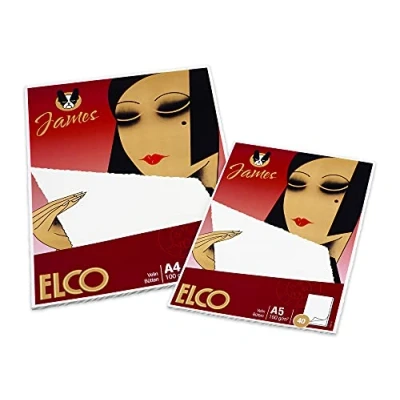 Afbeelding van ELCO James schrijfblok velinpapier A5 100 g/m² blanco met geschuttenrand en watermerk gereserveerd 40 vellen