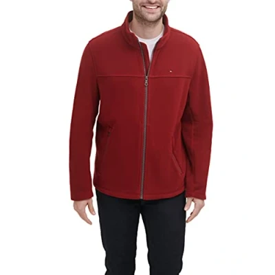 Afbeelding van Tommy Hilfiger Heren Classic Zip Front Polar Fleece Jacket (normale en grote lange maten) (, Rood, XL